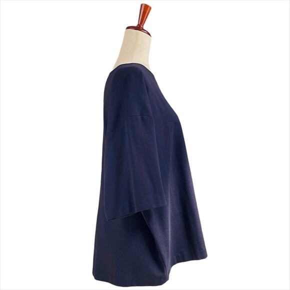 THE ROW Boxy Bateau Neck Short-Sleeve Navy Blue Top Size S - Picture 3 of 7